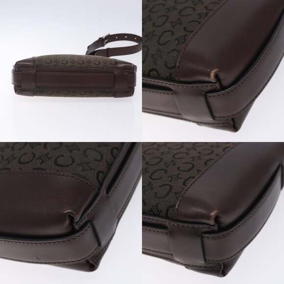 CELINE C Macadam Canvas Shoulder Bag Brown Silver - Picture 10 of 12